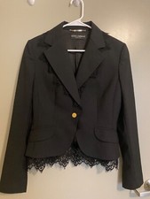 Dolce & Gabbana Black Lace Trim Blazer EU40