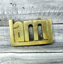 LARRY Belt Buckle Iconic 70s Cut Out Brass Name Vtg Baron Buckles Taiwan .XTT403
