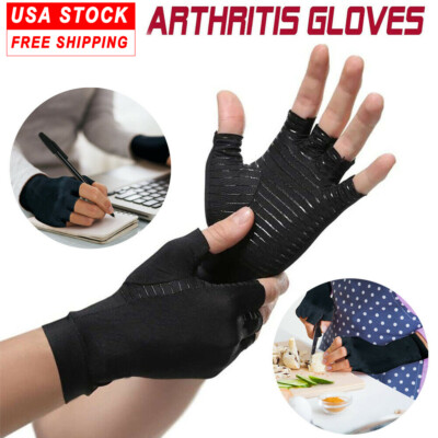 Non-slip Half Finger Joint Gloves Copper Fiber Pressure Gloves Anti Arthritis US