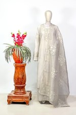 Off-White Kashmiri Women Salwar Suit with Aari Embroidery, Party Wear Suit.