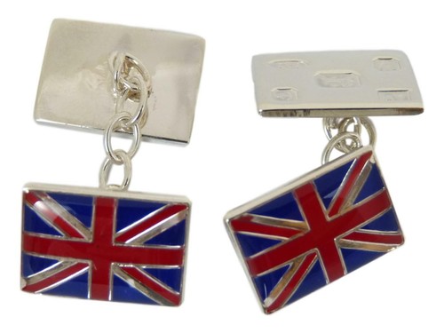 CATORS - Sterling Silver Cufflinks - Enamel Union Jack / Flag w Large Hallmarks - 第 1/4 張圖片
