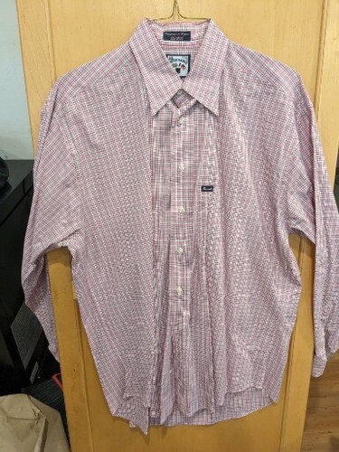 Façonnable, Vintage Faconnable Shirt Mens Red Long Sleeve Button Down Made IN USA