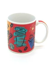 Starbucks Retired Jazzy Cafe Coffee Bean Cup Mug Made in Thailand