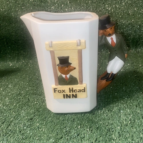 Vintage Pitcher Jim Beam Fox Head Inn Pitcher Fox Handle Porcelain Cup White