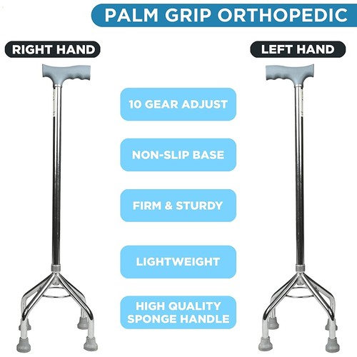 Steel Height Adjustable quadripod 4 Leg Walking Stick | Ideal for Senior Citizen - 第 5/5 張圖片