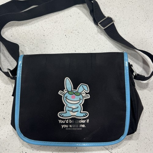 Mini Bolso Jim Benton Happy Bunny Y2K PVC Pequeño Monedero Please Go Away Mensajero Azul
