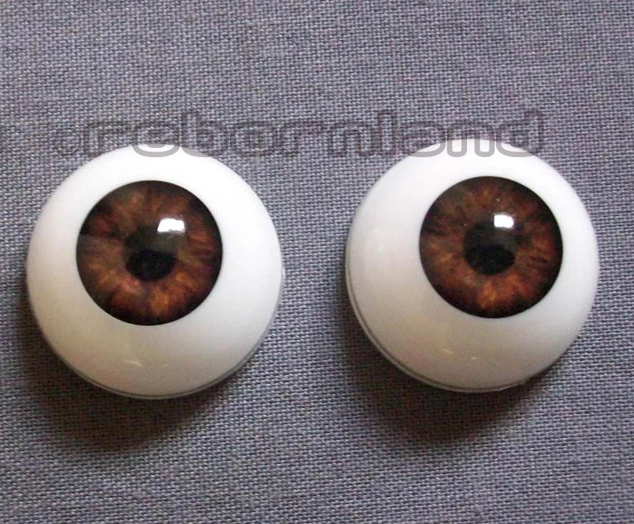 HALBRUNDE REBORN PUPPE ACRYLAUGEN -DUNKELBRAUN- 16MM,18MM,20MM,22MM,24MM