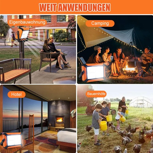 LED Arbeitsleuchte Akku Aufladbar Werkstattlampe Baustrahler Flutlicht Solar DE - Bild 18 von 56