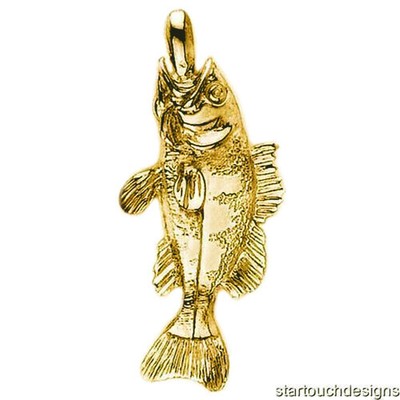 New 14k Gold 3D Largemouth Bass Fish 