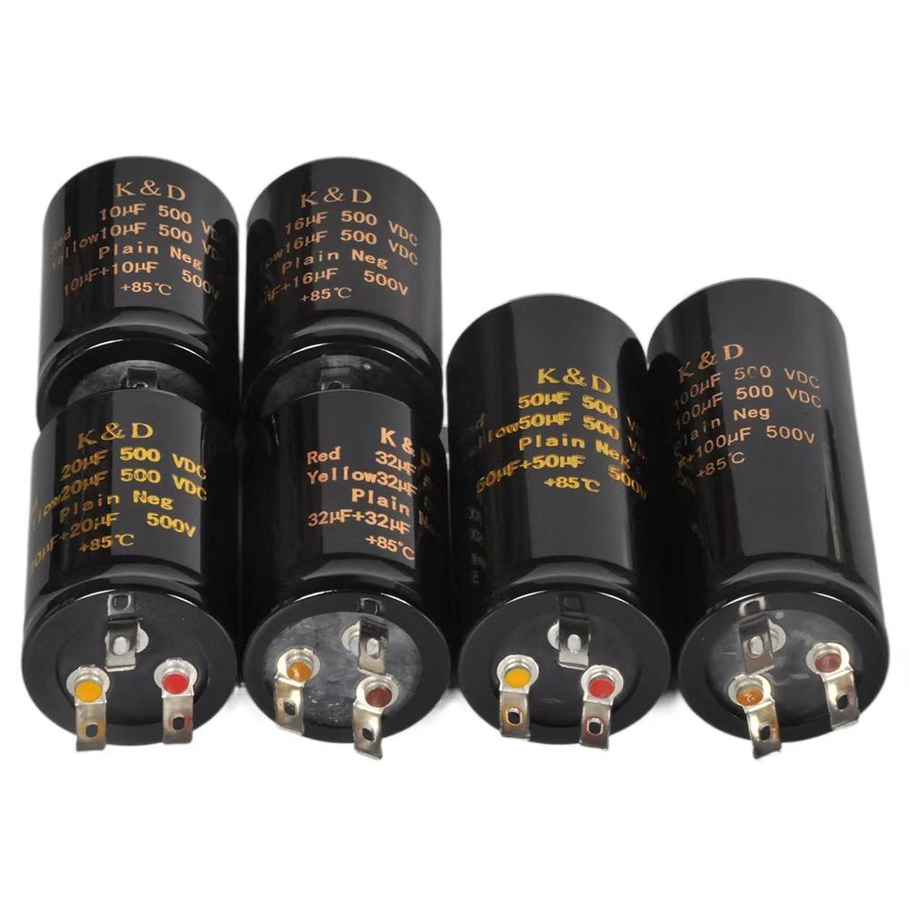 500V high-voltage electrolyte capacitor 10UF/16UF/20UF/32UF/50UF/100+100 UF+85°C