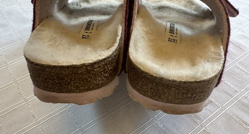 Birkenstock Arizona Happy Lamb Wool Felt Sandals Shoes Red Crimson Pink 37 4 6 N - Picture 8 of 11