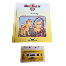 Vintage Teddy Ruxpin Double Grubby HC Book  Cassette Tape Worlds of Wonder WOW