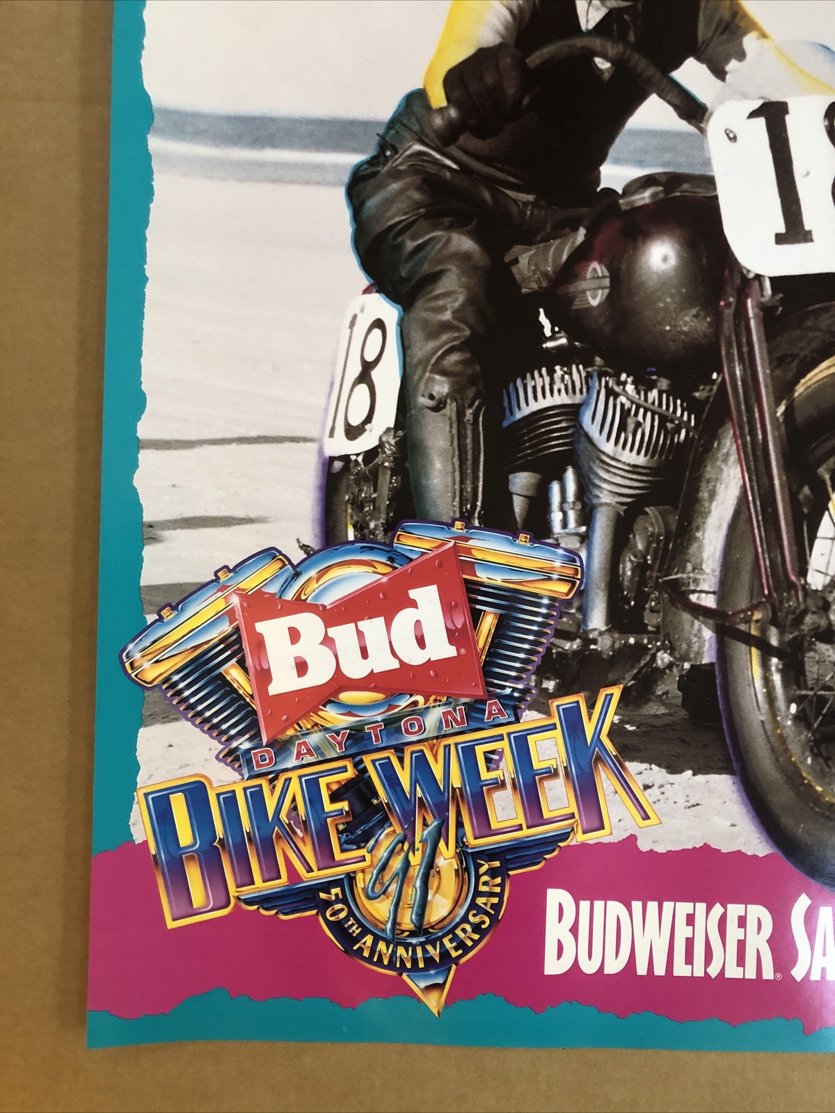 Week One Logo Budweiser Daytona Bike Week Poster Vintage Original Motorcycle Harley ...