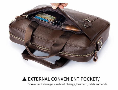 Bolso para cuaderno de cuero genuino de 14 pulgadas para hombre, bolso de oficina y negocios para hombre - Imagen 9 de 39