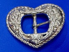 Silver Color Heart With Small Cutout Square Center Small Vintage Belt Buckle