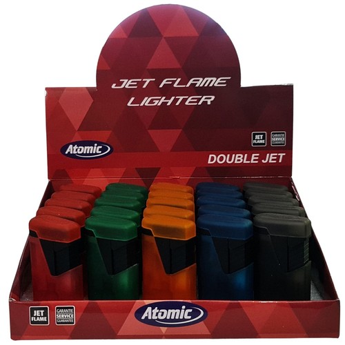 Atomic DUAL FLAME Jet Lighters TRANSPARENT Design Full Set Gas Refillable UK - Picture 15 of 15