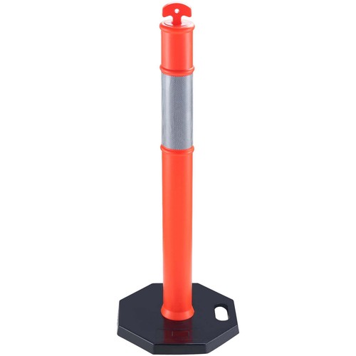 Safety Traffic Barrier with 16.93 x 16.93 in Rubber Foundation, Suitable