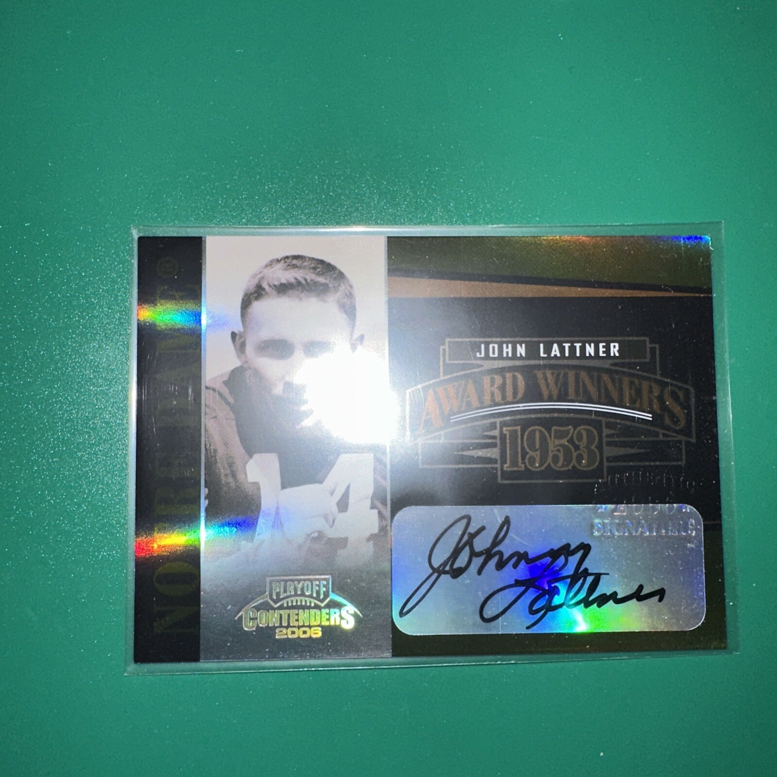 2006 John Lattner Playoff Contenders Award Winners Signatures Steelers Card Limited to 200