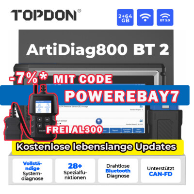  TOPDON AD800 BT 2 Profi KFZ Diagnosegerät Auto OBD2 Scanner ALLE SYSTEM CAN FD