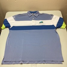 Footjoy Men's XL  Blue White Green Short Sleeve Golf Polo Trappers Turn