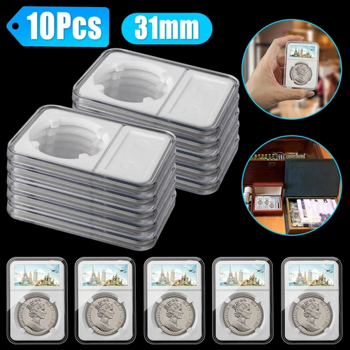 10-Pack 28mm Coin Slab Protectors - Display Cases For 1/2oz Philharmonic Gold & Other Coins