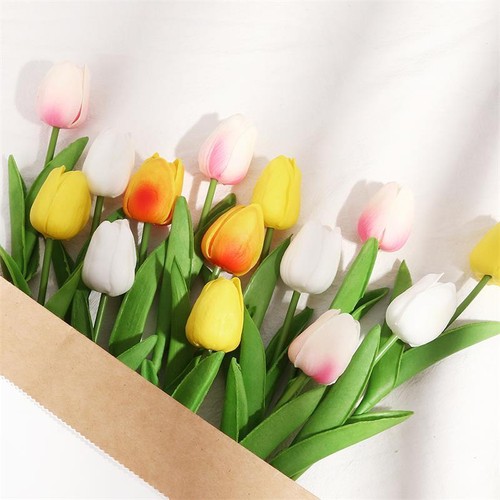 Artificial Tulip Fake Flower Silk Bouquet Real Touch Room Home Wedding Decor AU - Picture 5 of 36