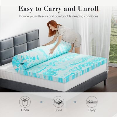 2 Inch Memory Foam Mattress Topper Full Size Ventilated Mattress Topper Blue