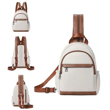 Women's Sling Backpack Convertible Leather Crossbody Travel Bag