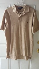 POLO RALPH LAUREN SHIRT  MENS  DARK BEIGE SHORT SLEEVED POLO SIZE L