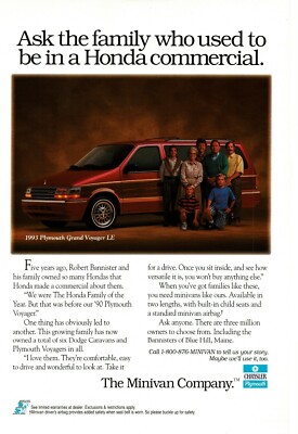1993 PLYMOUTH Grand Voyager LE red minivan Vintage Print Ad