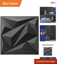 33 Luxury Diamond Wall Panels - Versatile PVC - Black - 12''x12'' - 32.Sq.Ft.