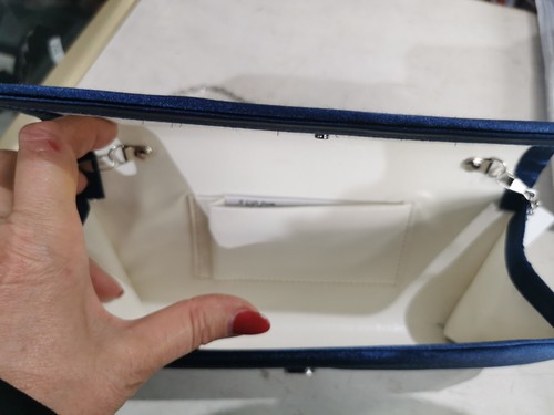 Pink evening bag Satin NAVY CLUTCH BAG BNWT & SHOULDER STRAP - Picture 8 of 11