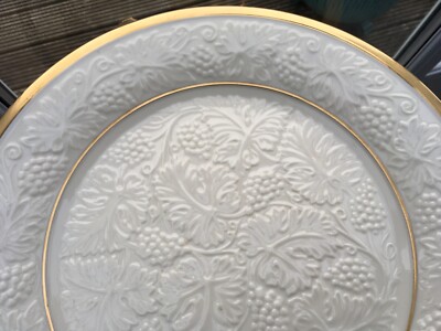 SELTENE LENOX USA PLANTAGE 12 3/4'' Porzellan TELLER GEPRÄGT WEINREBE 24ct Gold 