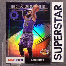 LeBRON JAMES 2019-20 Hoops Premium Stock Lights Camera Action Holo #20 (a Lakers