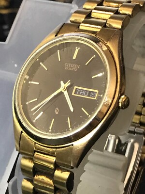 ff366 CITIZEN 6100-s96401 ゴールド デイデイト メンズ Citizen 6100 Men's Quartz watch gold tone case band day date