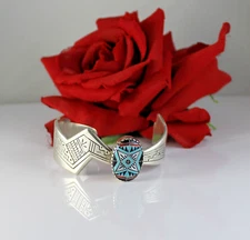 Sterling Silver Gemstone Carolyn Pollack RMT 54.75g Cuff Bracelet  CAT RESCUE