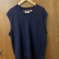 Turnbury Mens Navy Pima Cotton Pullover Sweater Vest XL Lightweight Golfing Vest