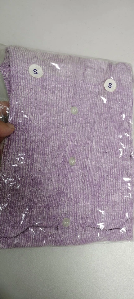 1970s Lavender Shirt Crinkle India Cotton S / MED Hippie Boho Caftan DEADSTOCK - Image 4 of 4