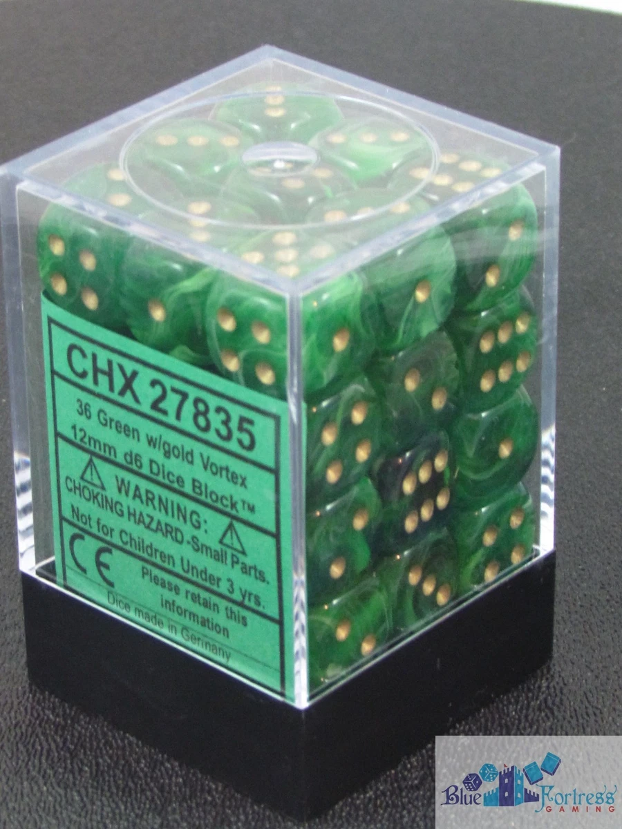 CHESSEX vortex 12mm SET OF 36 D6 PINK WITH GOLD DICE FOR MTG POKEMON WARHAMMER