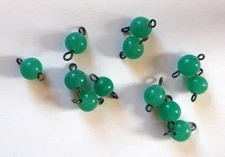 VINTAGE 12 JADE GREEN GLASS CONNECTOR BEAD BEADS 8mm JAPAN