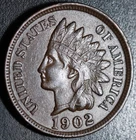 1902 INDIAN HEAD CENT - With LIBERTY & Near 4 DIAMONDS - AU UNC