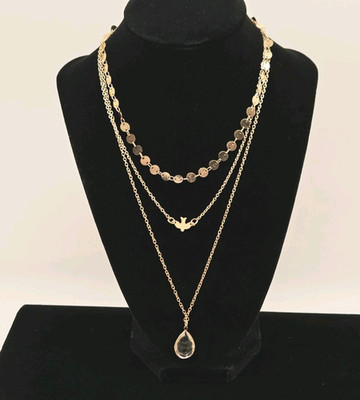 14 NEW Necklace Bundle Layered NO REPEATS Gold Tone Cross Leaf Feather Star