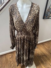 NILI LOTAN Brienne Leopard Print Silk Midi Dress Size Small