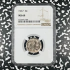 1937 U.S. 5 Cents Buffalo Nickel NGC MS64 Lot#HP476 Choice UNC!