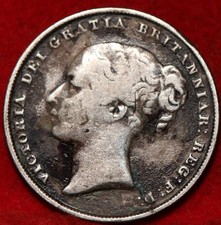 Pièce étrangère argent shilling Grande Bretagne 1856