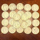 Lot of 24, 90% Silver Dimes - 22 Roosevelts and 2 Winged Liberty Mercury ALL 90%