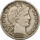 1915-S Barber Half Dollar 50C, Very Fine VF
