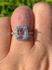 Diamond Halo Semi Mount Ring 14K White Gold O...