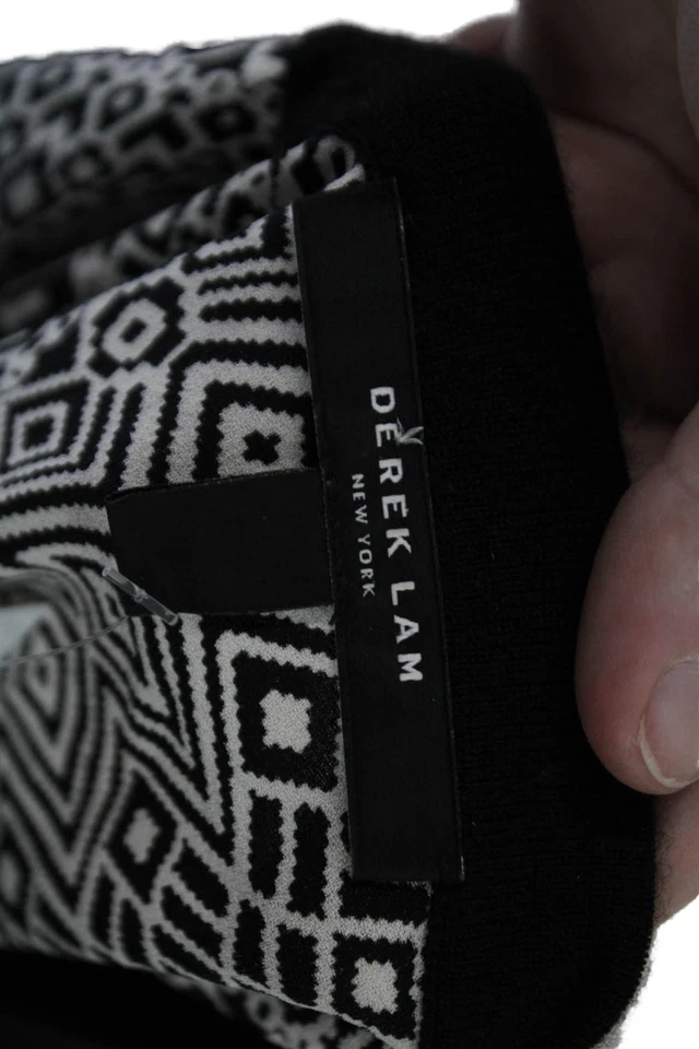 Suéter Pulôver Feminino Derek Lam Preto Asteca Geométrico Decote V Tamanho M - Imagem 4 de 4