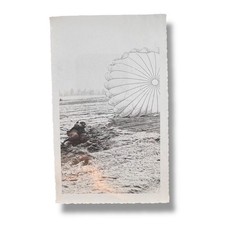 1950s Military Paratrooper Training Parachute Landing Photograph Army Photo